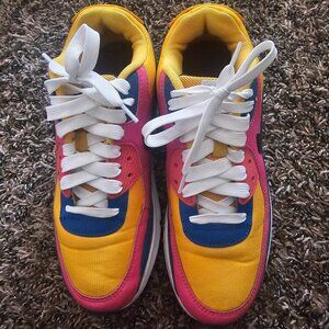Pink blue yellow Airmax 90 shoes